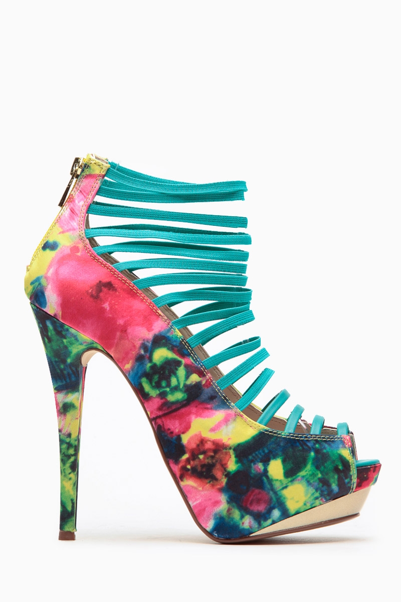 800x1200 Anne Michelle Watercolor Multi Strap Rebecca Peep Toe Pumps - Watercolor Heels