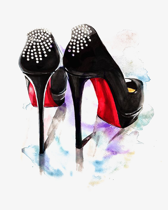 564x705 Elegant High Heeled Shoes, Shoes Clipart, Watercolor, High Heeled - Watercolor Heels