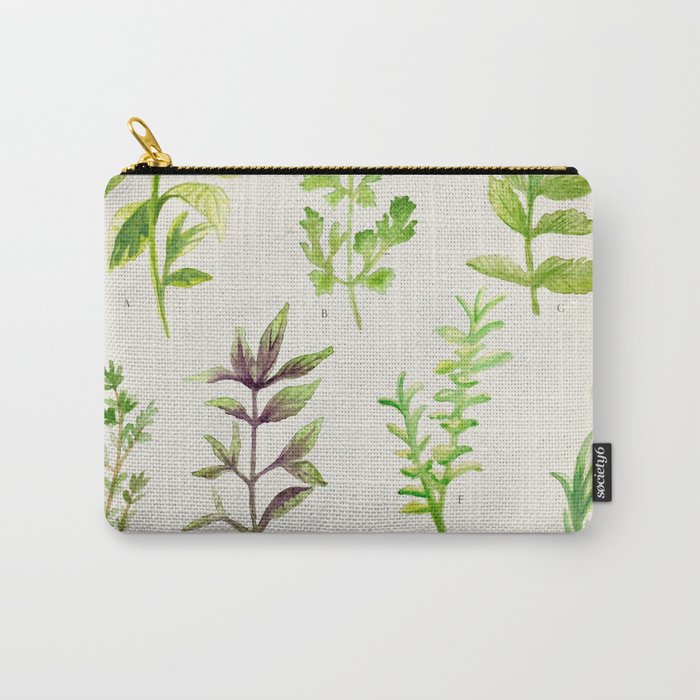 700x700 Watercolor Herbs Carry All Pouch By Ladyfawn Society6 - Watercolor Herbs