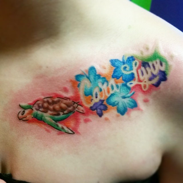 640x640 First Full Tattoo In The New Studio. - Watercolor Hibiscus Tattoo