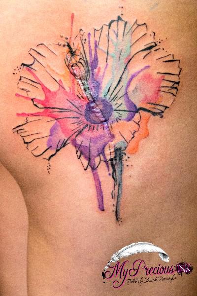 400x600 Watercolor Hibiscus Tattoo Design By Amanda Remmington - Watercolor Hibiscus Tattoo