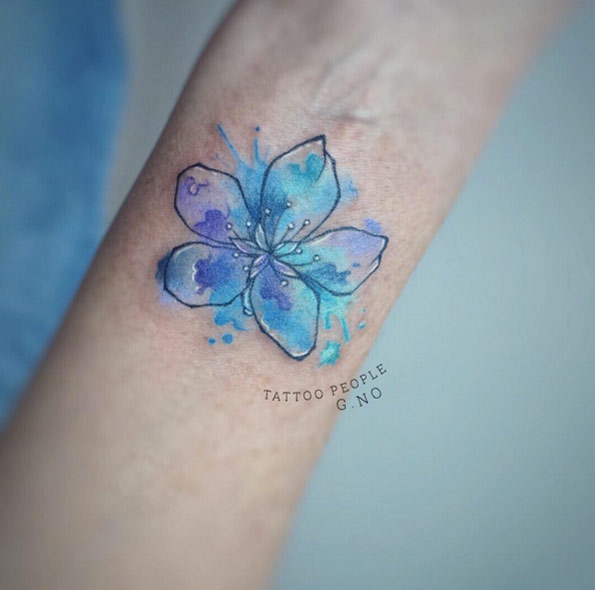 595x590 50 Amazing Wrist Tattoos For Men Amp Women - Watercolor Hibiscus Tattoo