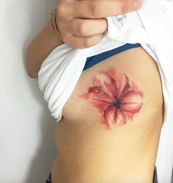 595x630 Watercolor Hibiscus Tattoo - Watercolor Hibiscus Tattoo