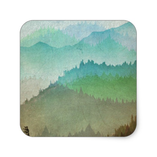 540x540 Watercolor Hills Square Sticker - Watercolor Hills