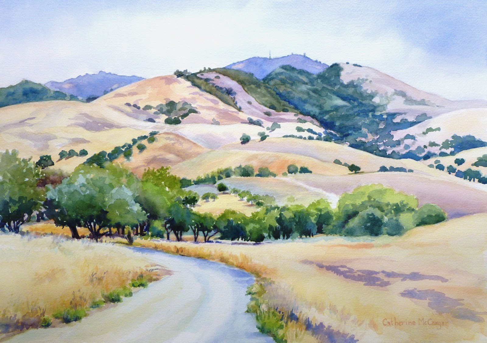 1600x1127 Catherine Mccargar Watercolor Painter Heading For The Hills - Watercolor Hills