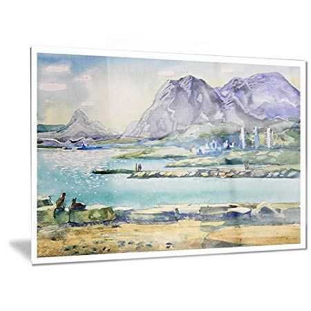 450x450 Design Art Watercolor Hills Landscape Metal Wall Art Mt6365 28 X - Watercolor Hills