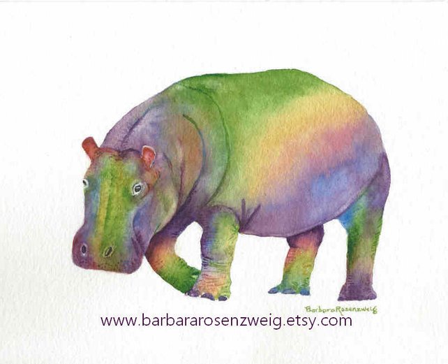 642x521 Hippo Watercolor Hippo Art Print Hippo Painting Kids Room Etsy - Watercolor Hippo