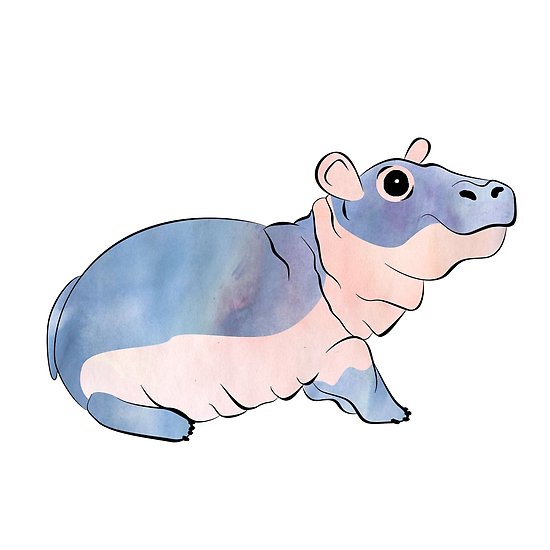 550x550 Watercolor Fiona The Hippo Posters By Audrey Torrence Redbubble - Watercolor Hippo