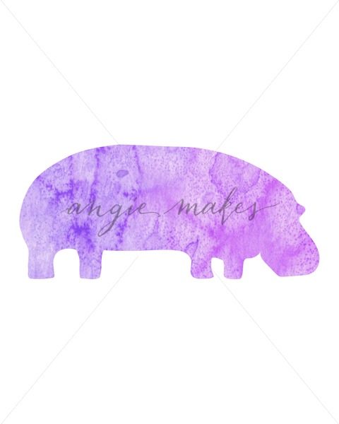 480x600 Watercolor Hippo - Watercolor Hippo