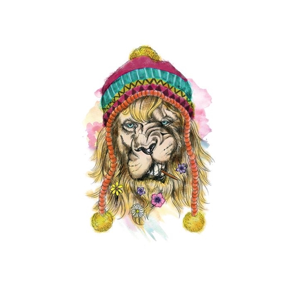 600x600 Small Hipster Watercolor Lion Temporary Tattoo - Watercolor Hipster