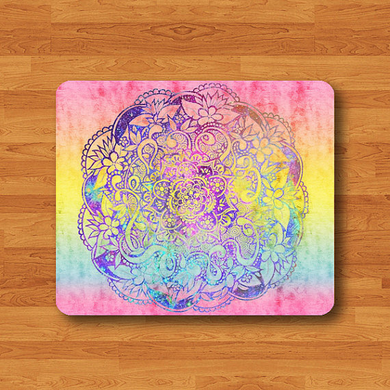 570x570 Watercolor Hipster Mandala Drawing Mouse Pad Abstract Color - Watercolor Hipster