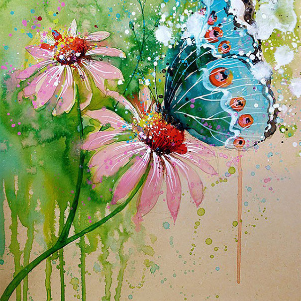 605x605 Splashed Watercolor Paintings By Tilen Ti Bored Panda - Watercolor Hoa
