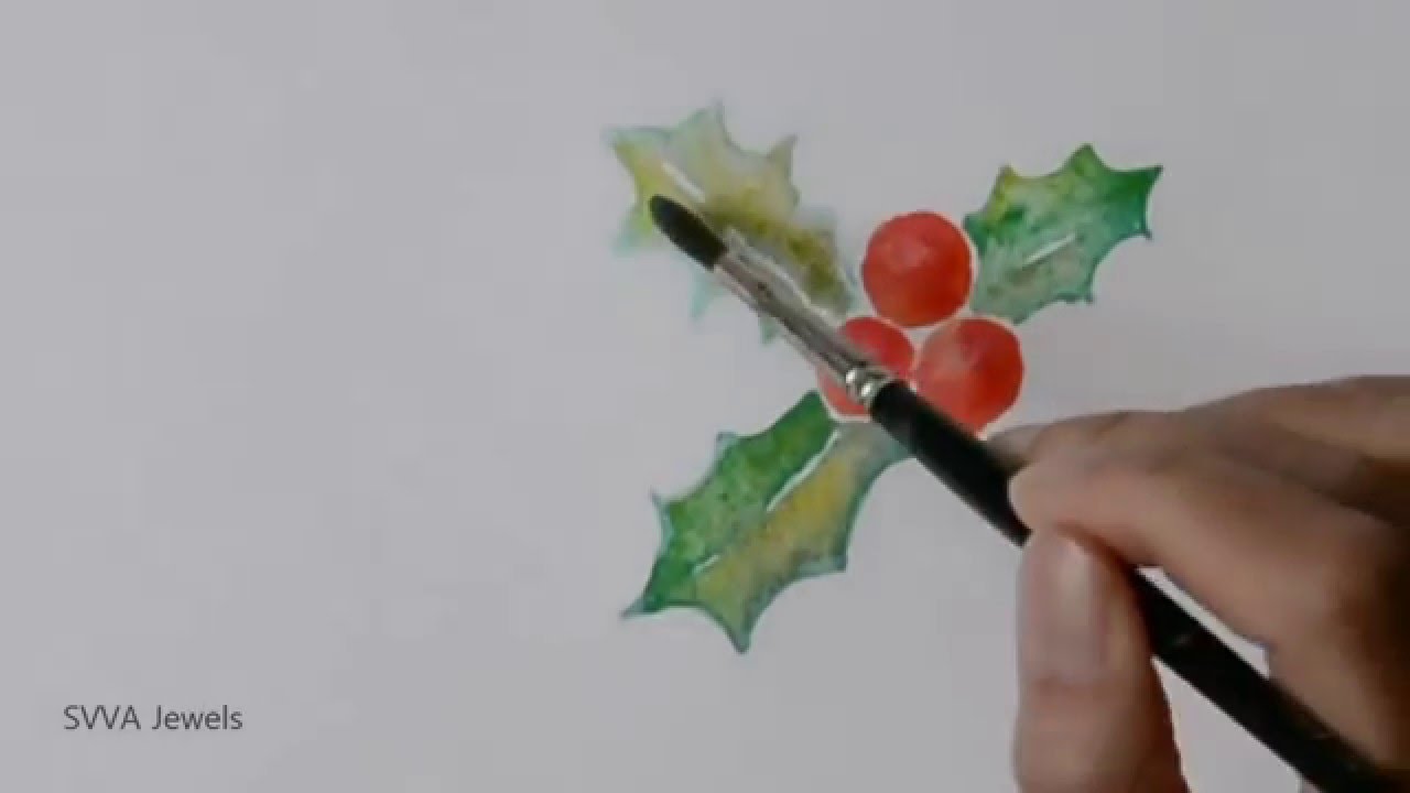 1280x720 How To Paint Holly Berry In Watercolor - Watercolor Holly