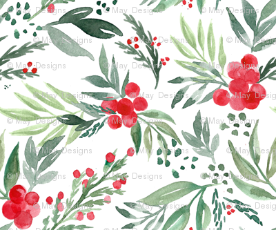 400x333 Watercolor Holly Berry Wallpaper - Watercolor Holly