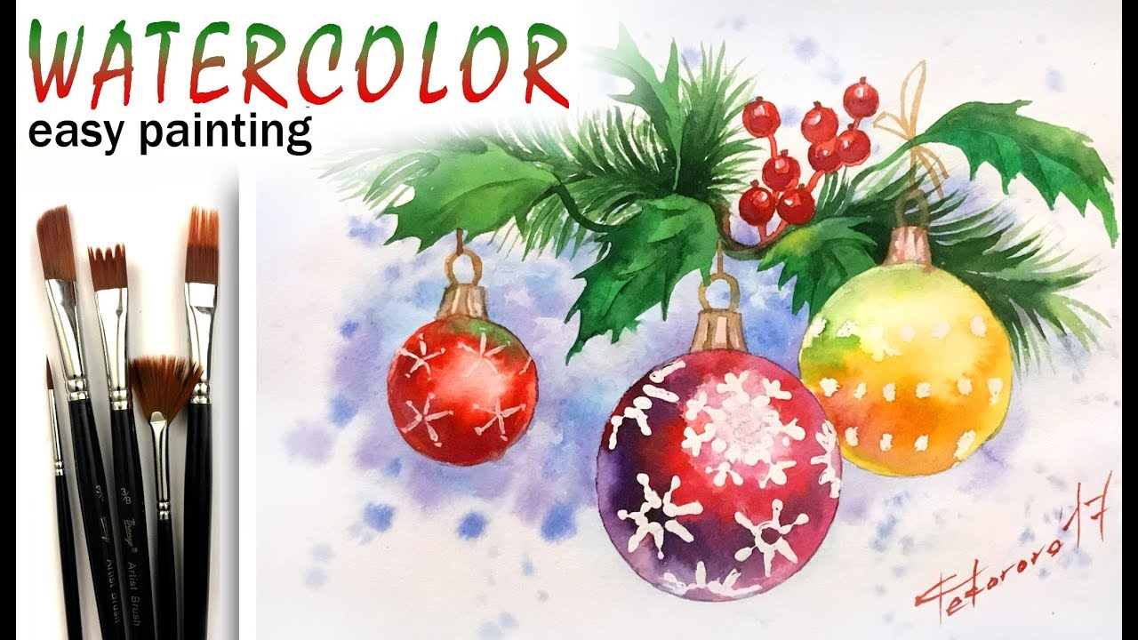 1280x720 Christmas Amp Holly Leaves How To Paint Tutorial For - Watercolor Holly Leaves