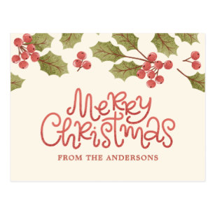 307x307 Watercolor Holly Postcards Zazzle - Watercolor Holly Leaves