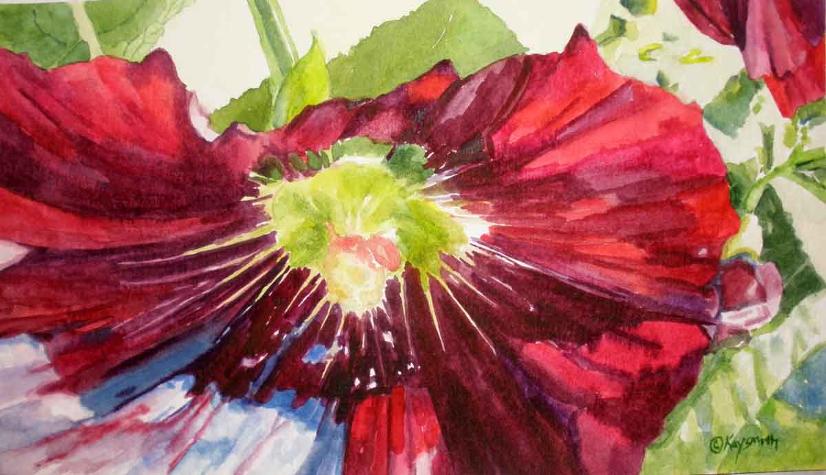 1200x691 Kaysmithbrushworks Blood Red Hollyhocks - Watercolor Hollyhocks