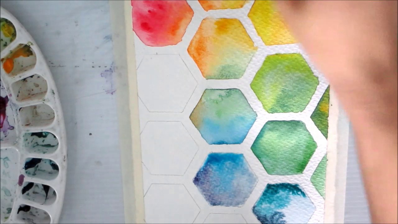 1280x720 Easy Watercolor Honeycomb Color Pattern - Watercolor Honeycomb