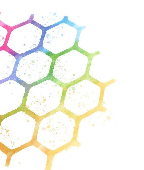 570x671 Honeycomb Print - Watercolor Honeycomb