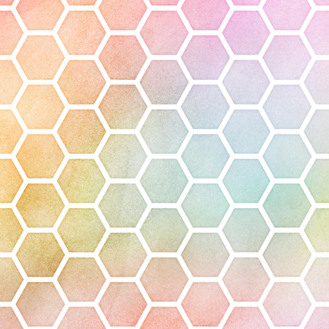 470x470 Pastel Rainbow Watercolor Honeycomb Pattern Wallpaper - Watercolor Honeycomb