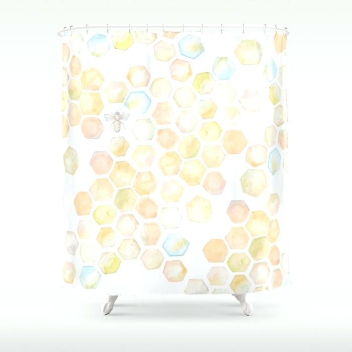 700x700 Watercolor Shower Curtain Bee And Honeycomb Watercolor Shower - Watercolor Honeycomb