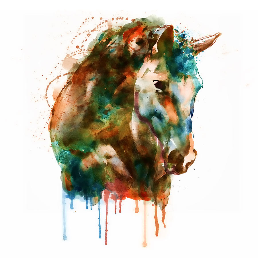 900x900 Horse Head Watercolor Painting By Marian Voicu - Watercolor Horse