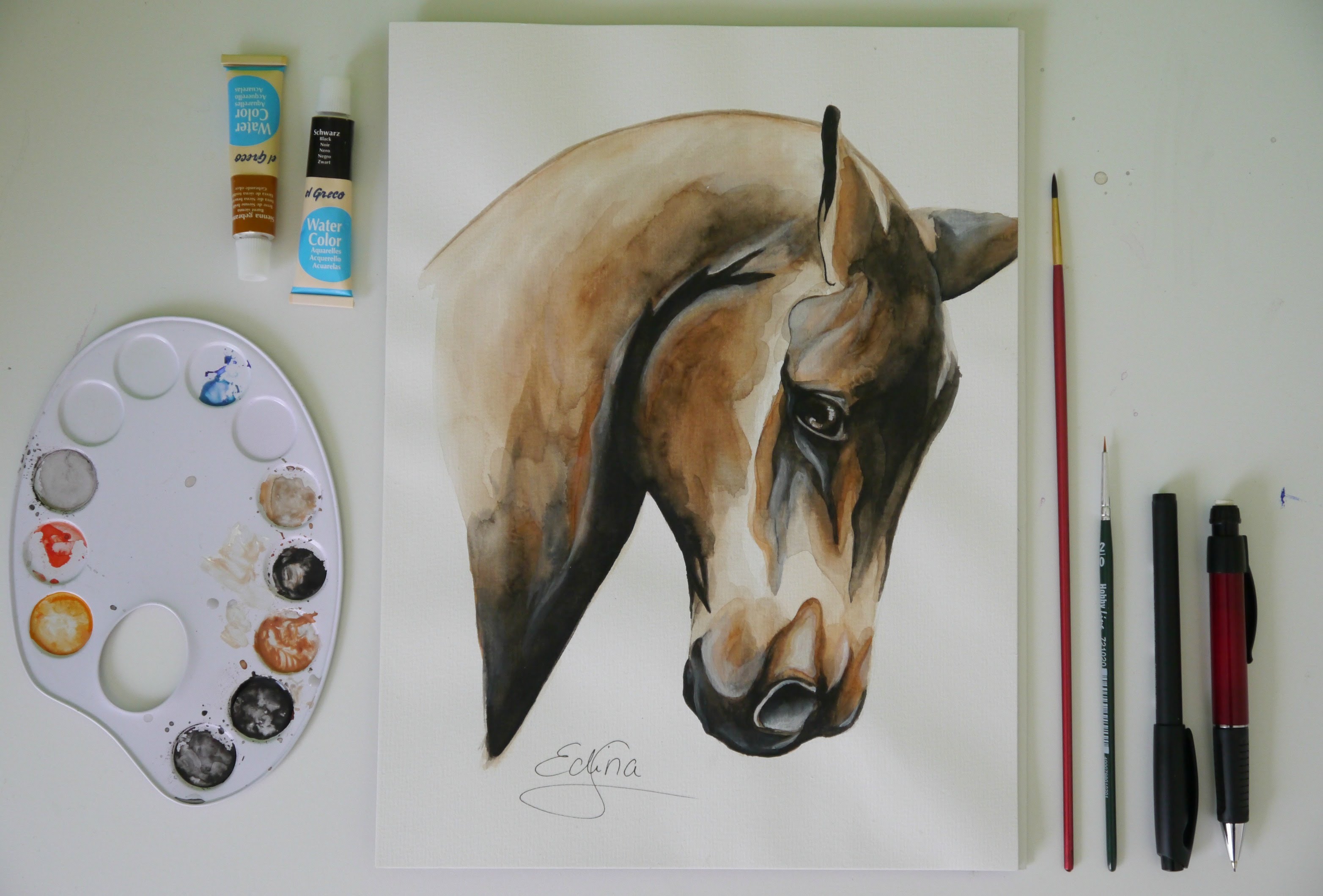 3128x2120 Horse Watercolor Painting Timelapse - Watercolor Horse