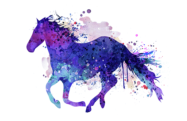 600x388 Running Horse Watercolor Silhouette Greeting Card For Sale By - Watercolor Horse