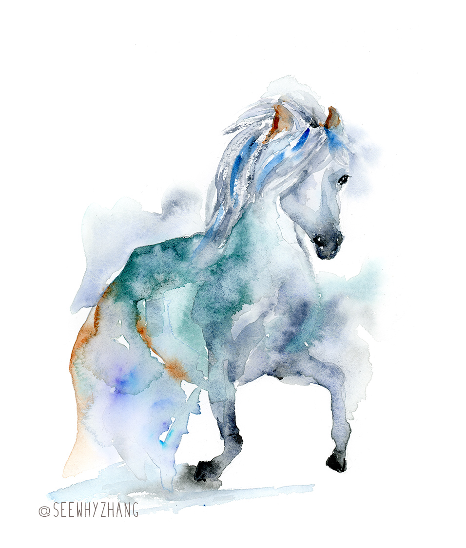 956x1125 Untamed - Watercolor Horse
