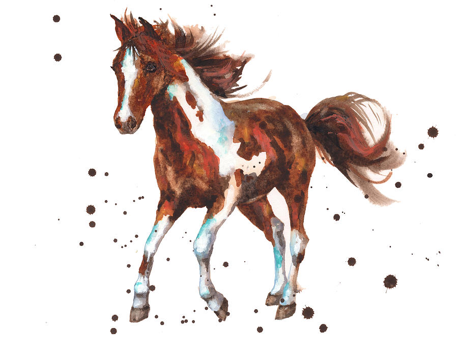 900x697 Watercolor Horse Painting Painting By Alison Fennell - Watercolor Horse