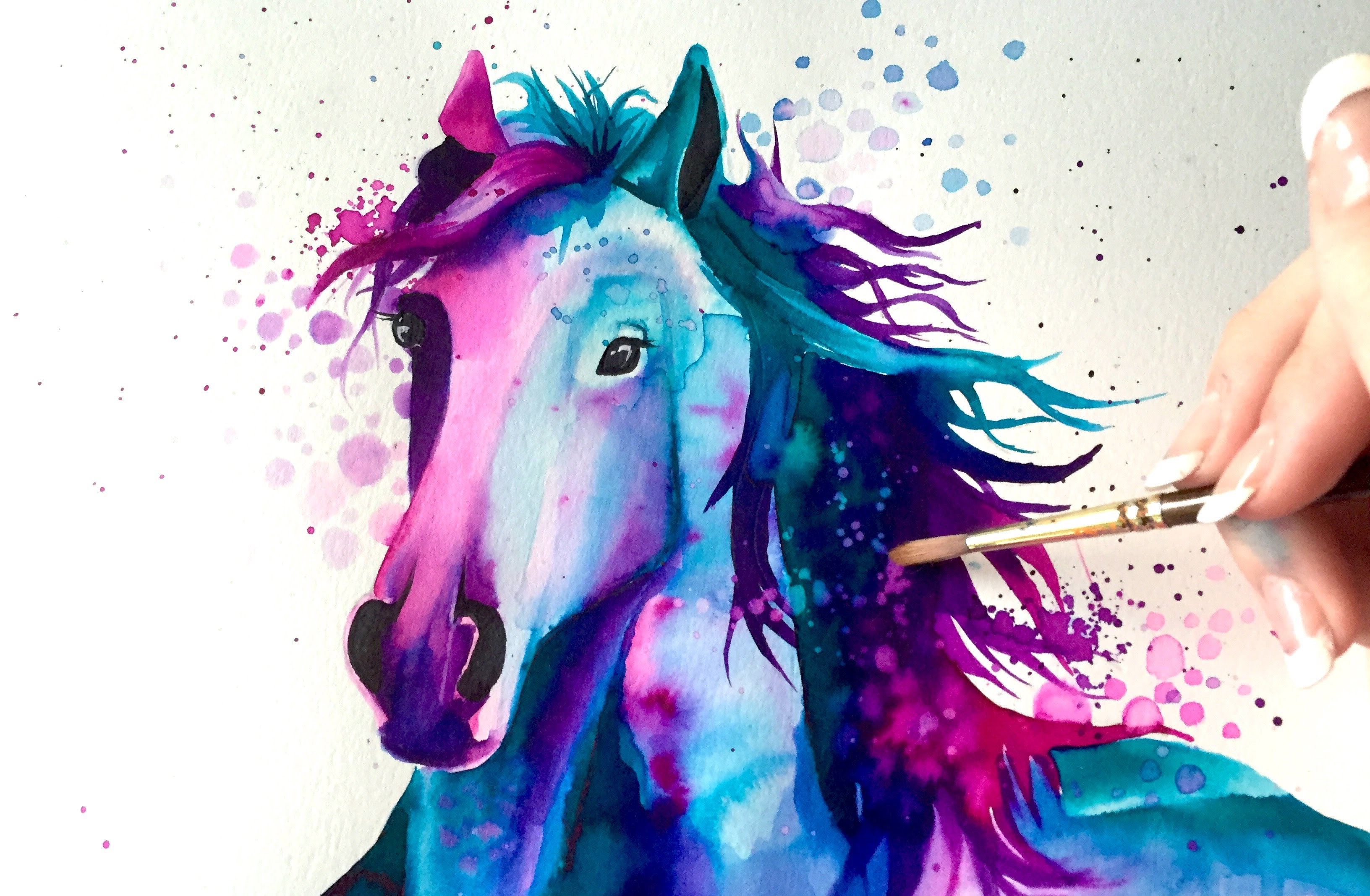 3264x2135 Watercolor Speed Painting Horse - Watercolor Horse