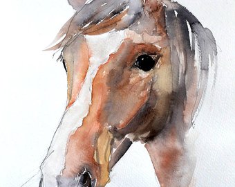 340x270 Horse Artwork Print Etsy - Watercolor Horse Head