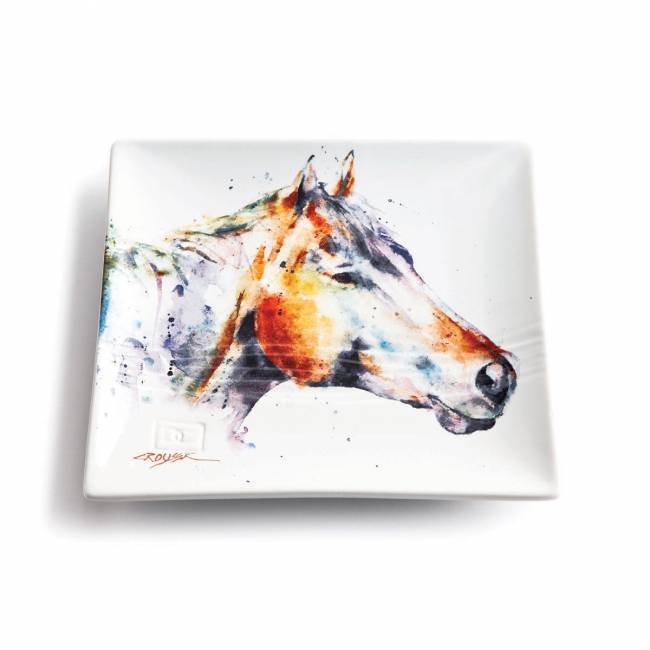 650x650 Watercolor Horse Head Snack Plate - Watercolor Horse Head