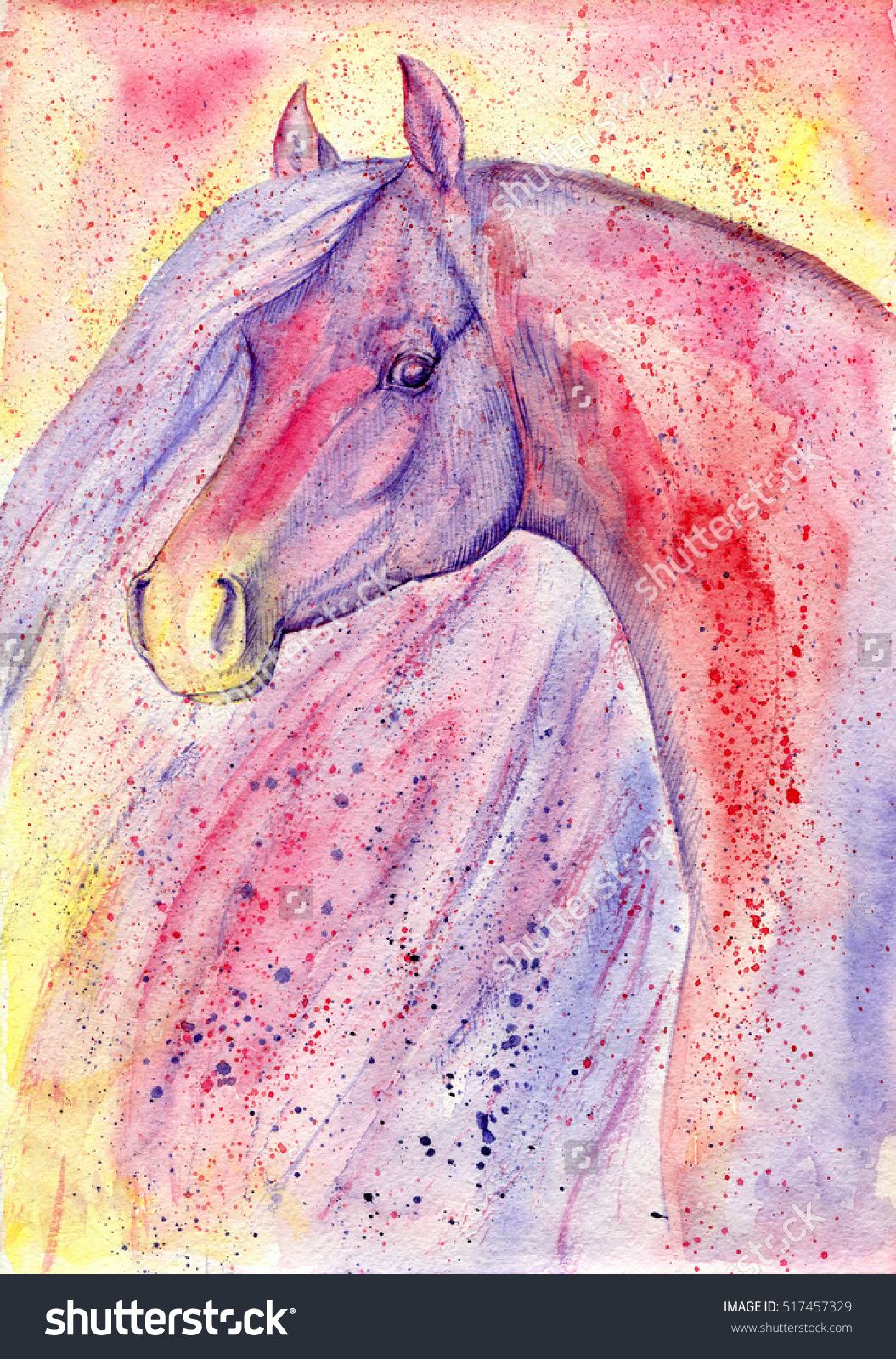 1055x1600 Watercolor Horse Head. Abstract Colourful Illustration. Farm - Watercolor Horse Head