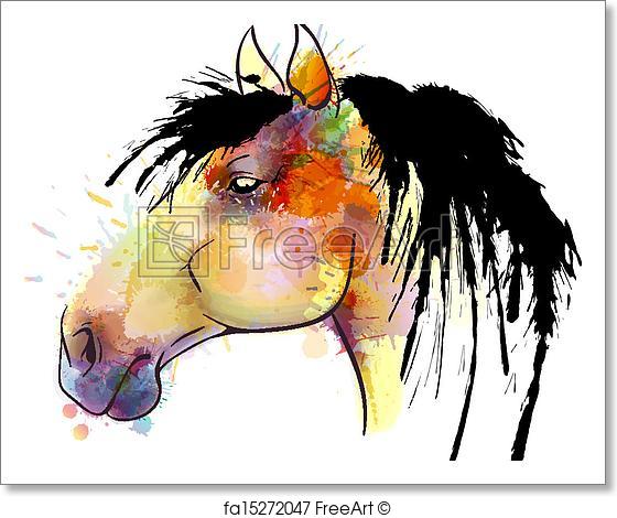 560x470 Free Art Print Of Horse Head Watercolor Painting Freeart - Watercolor Horse Head