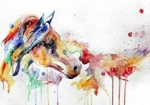 500x349 Kleurig Art Inspiration Horse, Horse Art And Tattoo - Watercolor Horse Tattoo