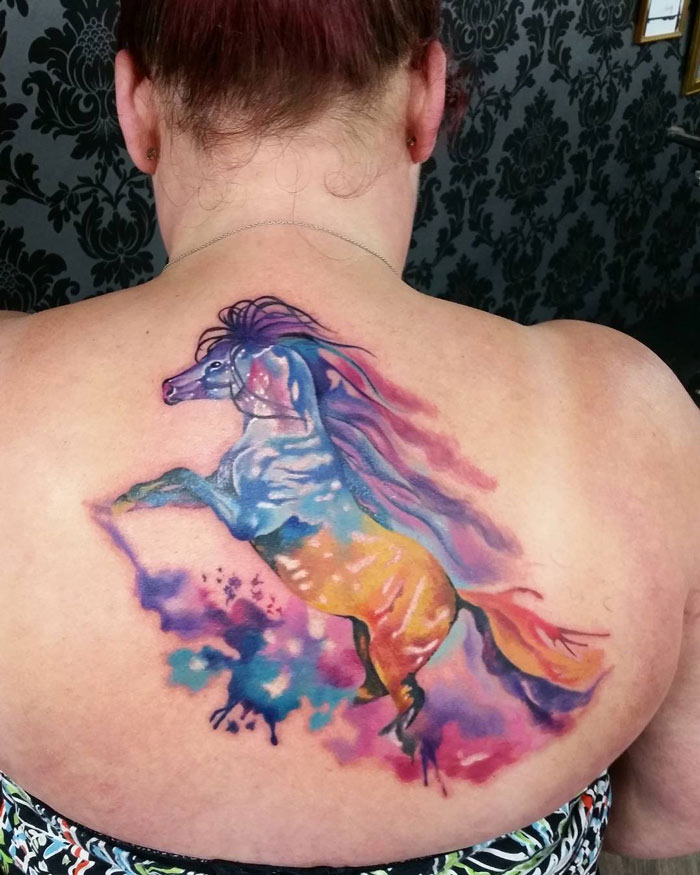 700x875 Pretty Watercolor Horse Best Tattoo Design Ideas - Watercolor Horse Tattoo