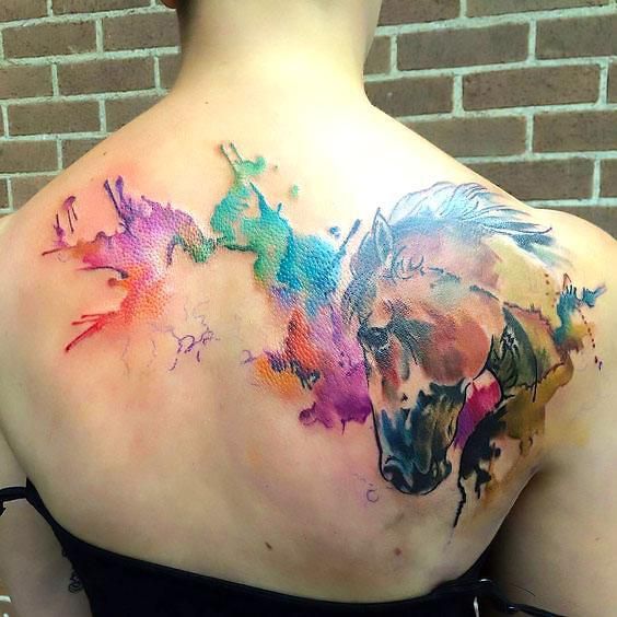 564x564 Beautiful Watercolor Horse Tattoo Idea Tattoos - Watercolor Horse Tattoo