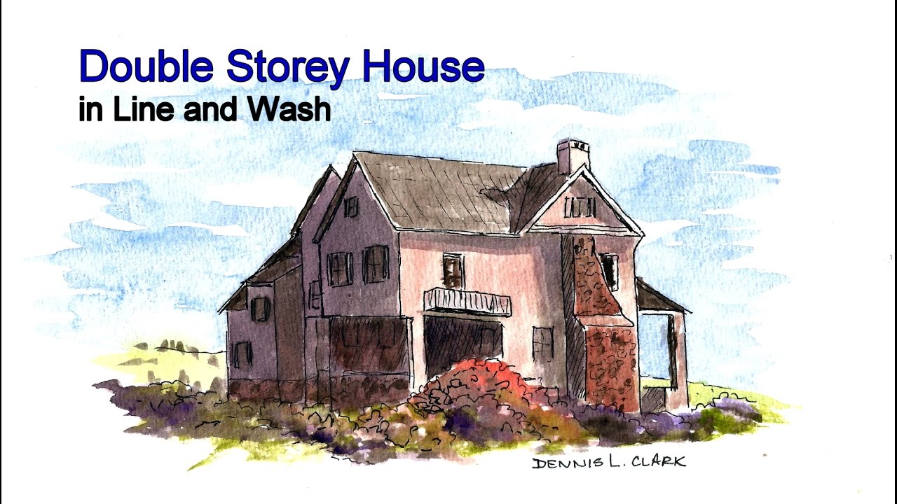 1280x720 Line And Wash Watercolor Painting Tutorial - Watercolor House