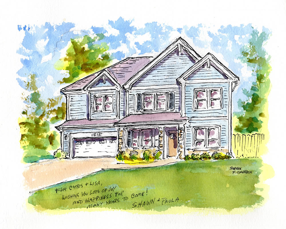 1000x802 Watercolor House Portrait 12182017 By Artist Stephen F. Condren - Watercolor House