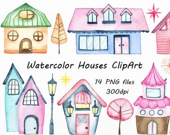 340x270 Watercolor House Etsy - Watercolor House