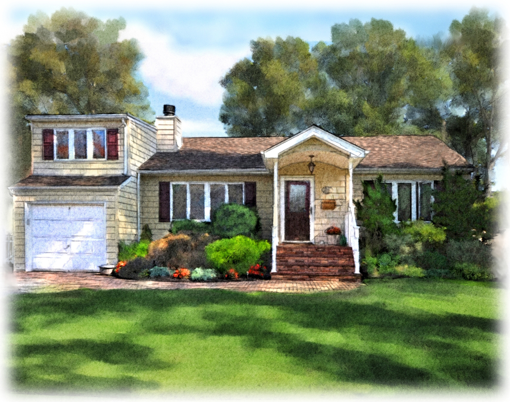 1710x1350 Watercolor House Painting - Watercolor House