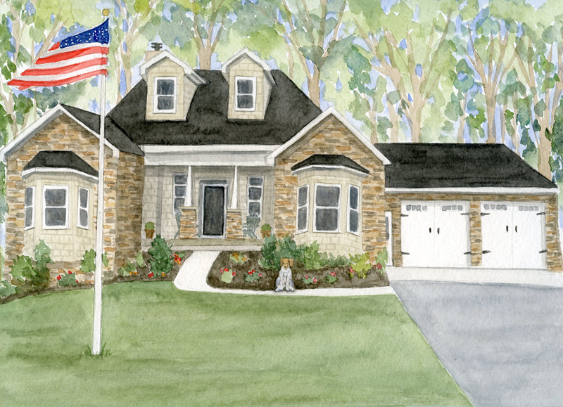 800x579 Holiday Commissions Revealed, Part 3 Watercolor House Portraits - Watercolor House