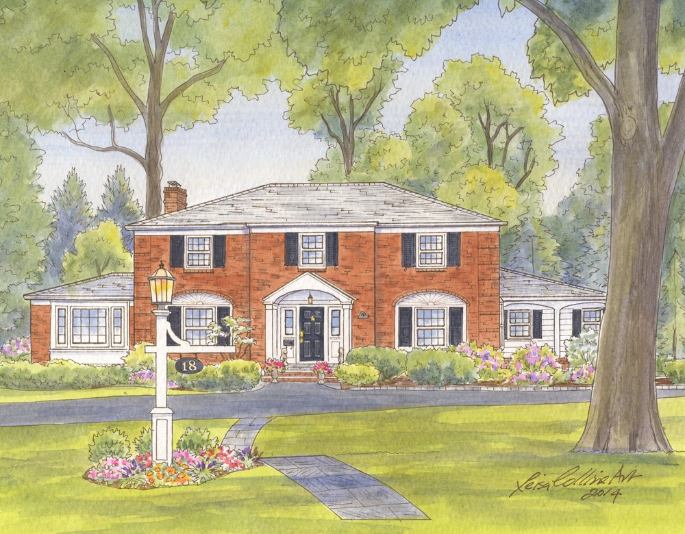 1000x780 House Portraits By Artist Leisa Collins Craftsman, Bungalow, Historic - Watercolor House Painting