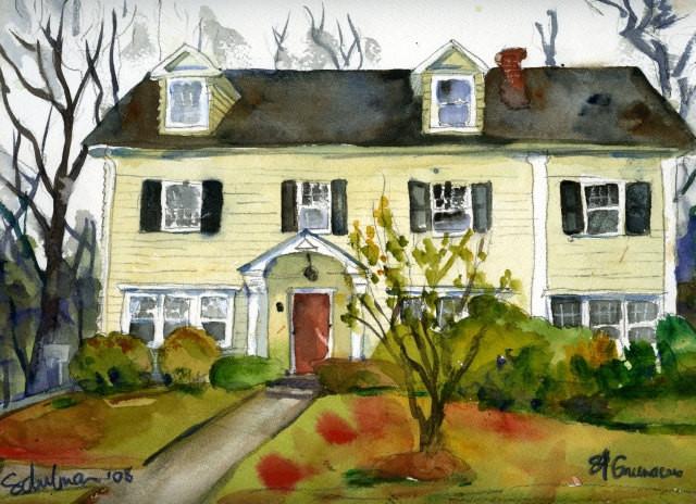 640x464 House Photo To Painting House Portraits Portrait Painting - Watercolor House Painting