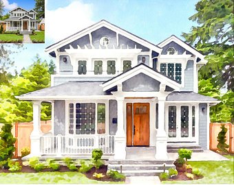 340x270 Custom House Portrait Etsy - Watercolor House Painting