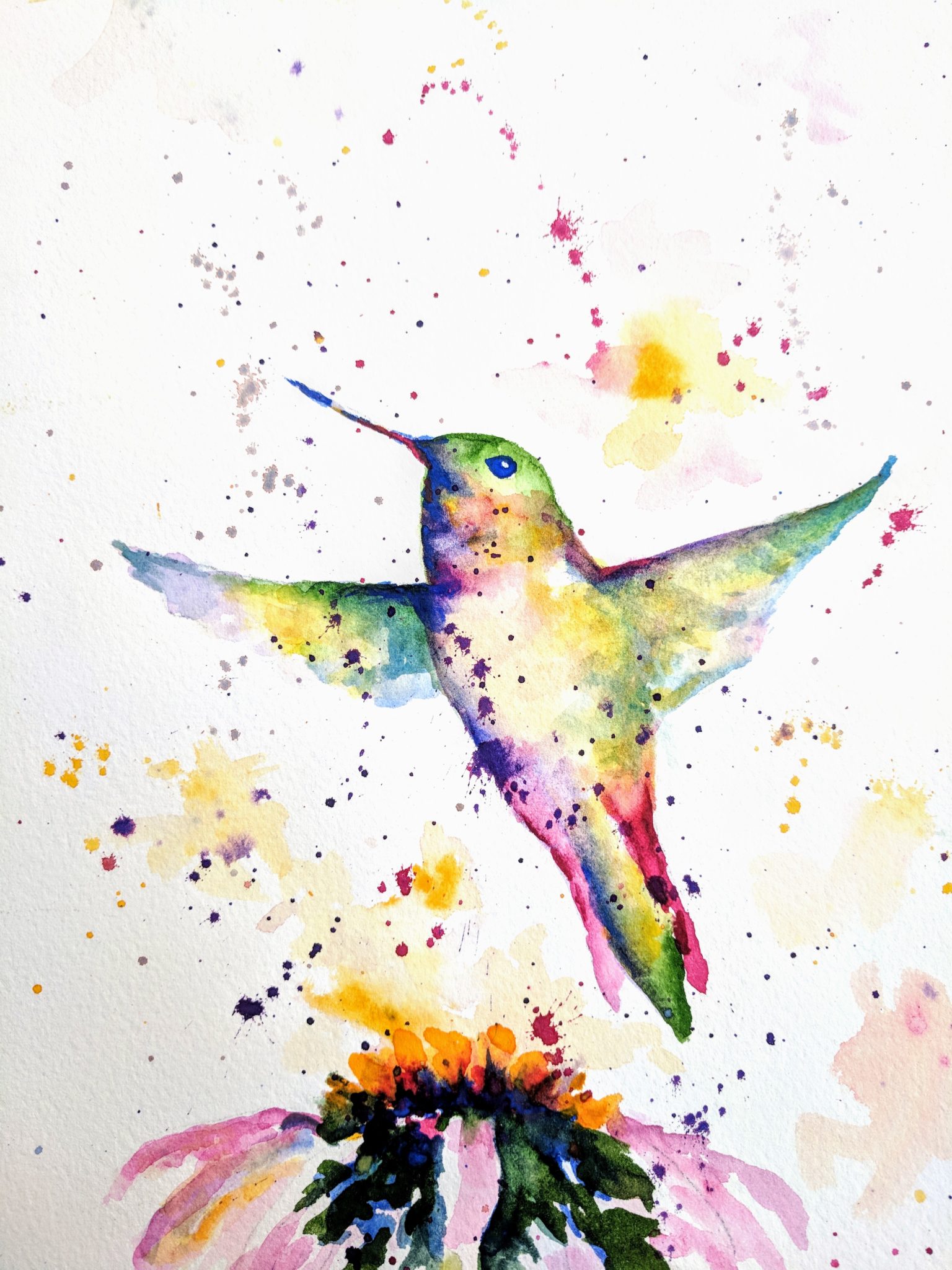 1536x2048 Watercolor Hummingbird - Watercolor Hummingbird