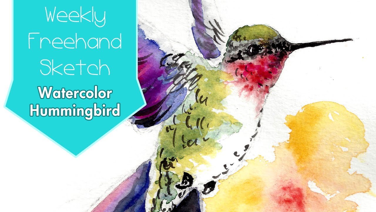 1280x720 Freehand Painting - Watercolor Hummingbird