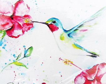 340x270 Hummingbird Watercolor, Hummingbird Print, Hummingbird Painting - Watercolor Hummingbird Art