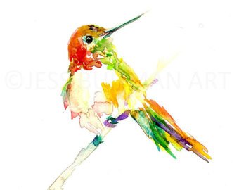340x270 Hummingbird Painting Etsy - Watercolor Hummingbird Art